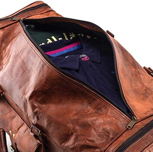 24 Inch Genuine Leather Duffel | Travel Overnight Weekend Leather Bag | Sports Gym Duffel for Men (25 inch) 4 24 Inch Genuine Leather Duffel | Travel Overnight Weekend Leather Bag | Sports Gym Duffel for Men (25 inch)