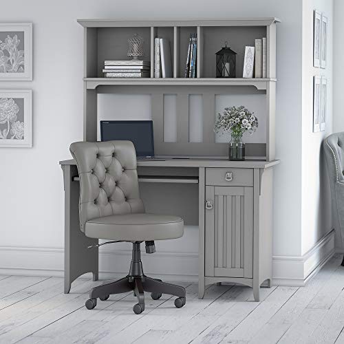 Bush Furniture Salinas Computer Desk with Hutch and Mid Back Tufted