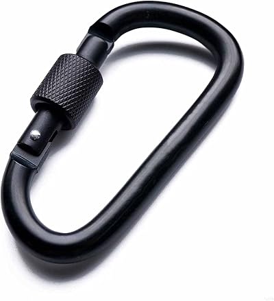 DDSHUN Aluminum Alloy D-Ring Locking Carabiner Clip 80x40mm Black