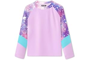 BesserBay Girls Rash Guard UPF 50+ Raglan Sleeve Swim Shirt 4-14 Years
