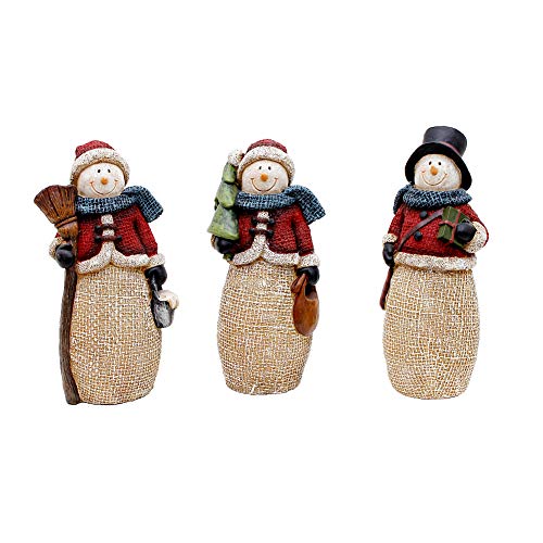 Christmas Snowman Figurines, Xmas Holiday Winter Wonderland Decoration Home Indoor Table Ornament Party Supplies Stone Resin Figurine (B-M)