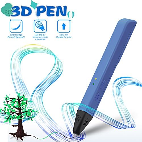 Professional 3D Pen for Kids & Adults, with Adjustable Low-Temperature Safety Mode. 3D Doodle Drawing Printers Compatible with 1.75¡À0.02mm PLA/PCL Filaments- Blue