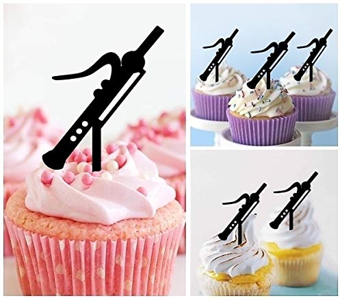 TA1069-Bassoon-Music-Instrument-Silhouette-Party-Wedding-Birthday-Acrylic-Cupcake-Toppers-Decor-10-pcs