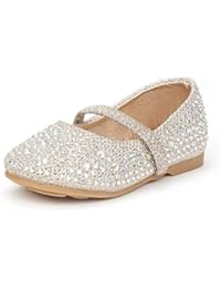 DREAM PAIRS MUY-Shine-INF Mary Jane Girls Rhinestone Studded Slip On Ballet Flats Toddler New Gold Size 10