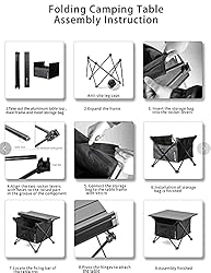 Audoyon Portable Camping Table Folding Ultralight