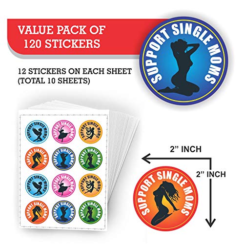 Support Single Moms Stickers - (Pack of 120) 2" Large Laminated Vinyl Decals for Hard Hat Motorcycle Welding Helmet Toolbox Labels