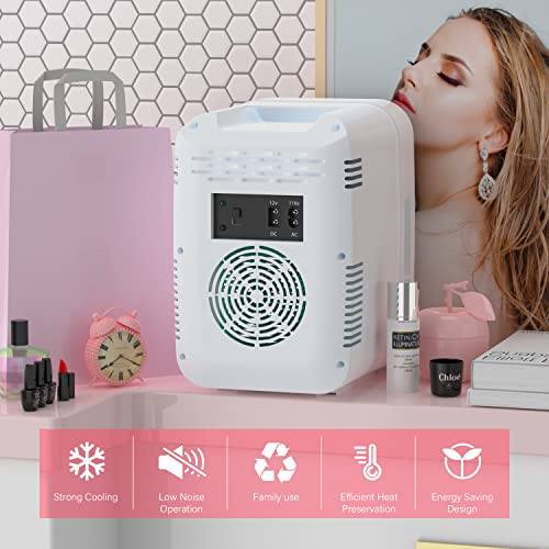 COOSEON Mini Fridge, 4 Liter/6 Can 3 LED Mirror Light Mode, Beauty