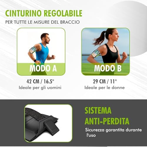 Fascia da braccio per cellulare per corsa, regolabile, per sport, Fitness e Jogging, per cellulare,Fascia Sportiva Running Poreta Cellulare, compatibile con iPhone, Samsung e Android (Negro)