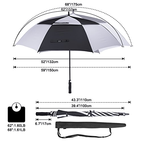 image for G4Free 62 Inch Automatic Open Golf Umbrella Extra Large Oversize Doubl