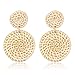 Weave Straw Double Disc Drop Earrings Boho Rattan Dangle Statement Earrings (rattan disk light)