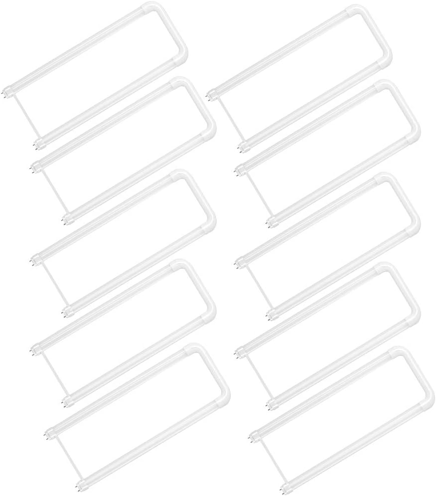 Romwish U Bend LED Tube Light, 2x2FT U Bent, 18W(40W Equiv), 5000K Daylight, 2000 Lumens, 6 in. Leg Spacing, Dual-Ended Power, Ballast Bypass, Fluorescent LED Replacement Bulbs (10 Pack)