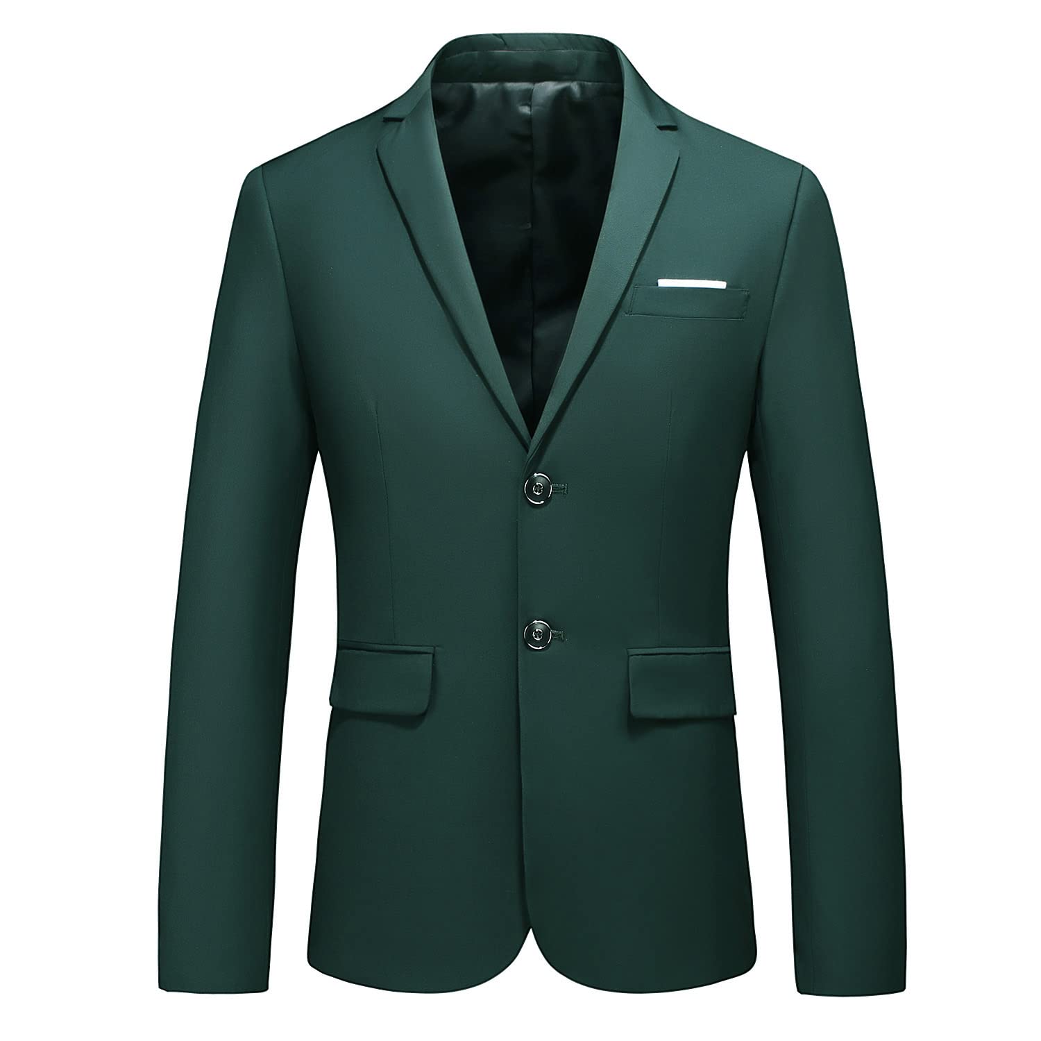 Photo 1 of UNINUKOO Mens Blazer Jacket Casual 2 Buttons Suit Jacket Single Breasted Sport Coats Modern Wedding Tux Blazer US Size 32 Dark Green