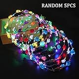 Led Flower Crown -Girl Flower Crown -5-Pack LED Light Up Flower Wreath Headbands for Festival Wedding Christmas Halloween Beach Park Party Child Headdress by Sportsvoutdoors[RANDOM COLOR]