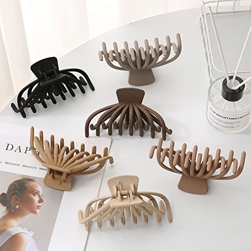 Hair Clips for Women, 4.7‘’ Extra Large Neutral Hair Claws Clips for Thick Thin Hair, Matte Jumbo Strong Hold Hair Clip for Women Girls, Non-slip Jaw Claw Clip with Box, Hair Accessories for Christmas Gifts(6 PCS)