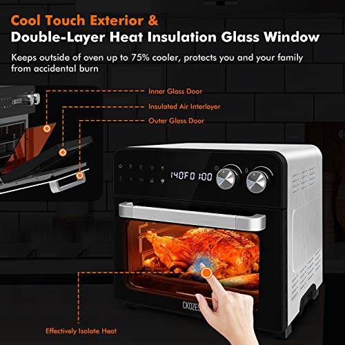 CKOZESE 1700W Air Fryer, 24QT Toaster Oven with Dehydrator/Braking