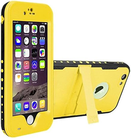 iPhone 6 Plus Waterproof Shockproof Dirtproof Snowproof Triple Layer Kick-Stand Armor Case Cover (Yellow)