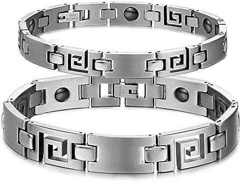 His or Hers Matching Set Couple Titanium Magnetic Bangle Bracelet Anti-fatigue Anti-radiation in a Gift Box (His)