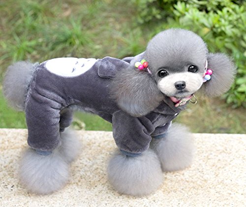 SMALLLEE_LUCKY_STORE Pet Small Dog/Cat Fleece Totoro Jumpsuit Pajamas Coat Halloween Costume, Large, Grey