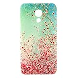 For Moto G (2nd generation) , ivencase Red Flower Pattern Slim Soft TPU Gel Texture Ultra Thin [Flexible] Bumper Protective Rear Skin Case Cover Perfect Fit for Motorola Moto G (2nd generation) + One 