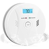 SHYEEH Smoke and Carbon Monoxide Detectors, Combination Smoke Alarm and Carbon Monoxide Detector Battery Powered, CO Detector Alarm with Sensitive Sensor, Sound Warning and LCD Display, CDR-803