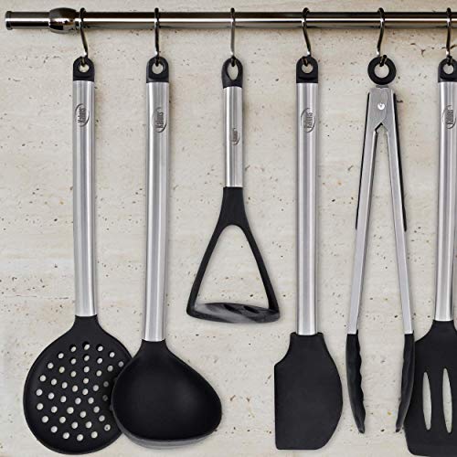 Kaluns 12 piece Stainless Steel and Silicone Kitchen Utensils set, black block holder - Non-stick and Heat resistant Cooking Supplies - New Chef's Spatula Tools Cookware Collection - Best Holiday - Thumbnail 4