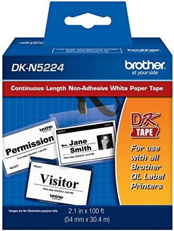 Brother DKN5224 Non-Adhesive Continuous White Paper Tape, 2.1" x 100' of Continuous White Paper Tape Per Roll for Brother QL-550, QL550 Label Printer