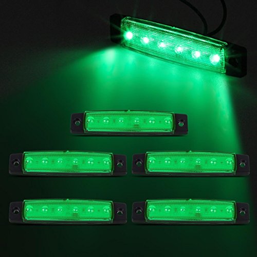 Partsam 5x 12V 6 LED Truck Bus Boat Car Trailer Side Marker Parking Light Lamp Green