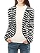 Allegra K Women Notched Lapel Striped Blazer Jacket M Grey White