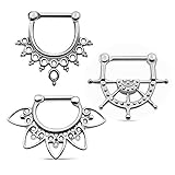 D&M Jewelry 3pcs Mixed 316L Stainless Steel Septum Clicker Nose Ring Wheel Shaped 16G