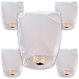 Just Artifacts 40 ECO Wire-Free Flying Chinese Sky Lanterns (Set of 40, Wire-Free Eclipse, White) - 100% Biodegradable, Environmentally Friendly Lanterns!