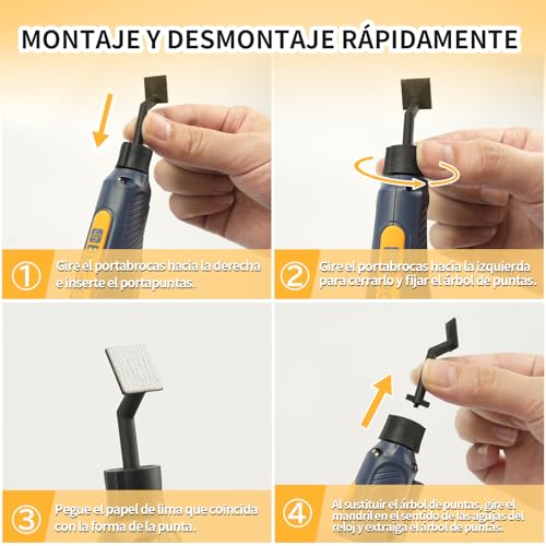 Bucasso Cordless Pen Sander, 5 Speeds & USB Charging with LED Light, Multipurpose Power Tool, Mini Electric Sander for Sanding, Polishing, Finishing, DIY Crafts