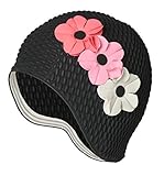 Silicone Swim Cap - Women Stylish Swimming Cap Great For Ladies, Perfect To Keep Hair Dry - Suitable For Long Hair - Many Colors and Sophisticated Styles Available, Also offered With Chin Strap