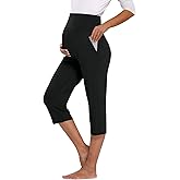 AMPOSH Women's Maternity Capri Pants Stretchy Lounge Pants Comfortable Pregnancy Shorts