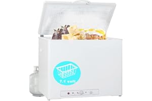 SMETA Propane Freezer Gas Freezer LPG Propane Gas Absorption 110V Chest Freezer Deep 7.1 Cu.Ft for RV Off Grid Outside, White