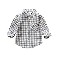 SERAIALDA Baby Boys Long Sleeve Button Down Light Colour Plaid Dress Shirt 9Months-1Year(Tag 80)