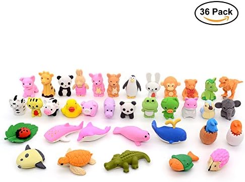 Puzzle Pencil Erasers, Collectible Set of Adorable Puzzle Zoo Animals Erasers Value Pack, Children Fancy Puzzle Eraser Toys Best for Party Favors,Classroom Rewards and Kids artistic creation. 36 Pack