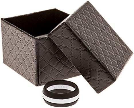 Silicone Wedding Ring (Black/Silver, 9)