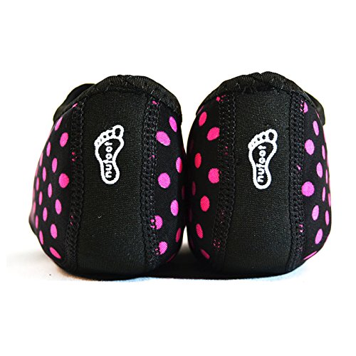 NuFoot Mary Janes Women's Shoes, Best Foldable & Flexible Flats, Slipper Socks, Travel Slippers & Exercise Shoes, Dance Shoes, Yoga Socks, House Shoes, Indoor Slippers, Black/Pink Polka Dots, Large - Thumbnail 2