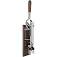 BOJ Traditional Wall-Mounted Wine Bottle Opener, Corkscrew, Chrome-Plated with Wood Backing