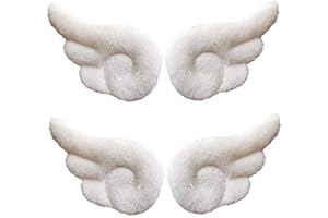 HLLMX Hair Clip - 2 Pairs Angel Wings, White, Fabric, for Girls' Hair Decorating, Party, Cosplay Accessories