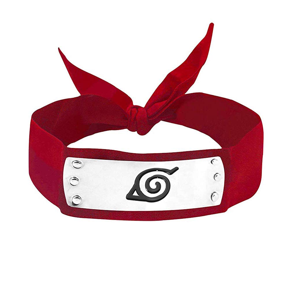 Lackingone Naruto Cosplay Bandeau Ninja Konoha Rouge Bijoux Jeux et Jouets