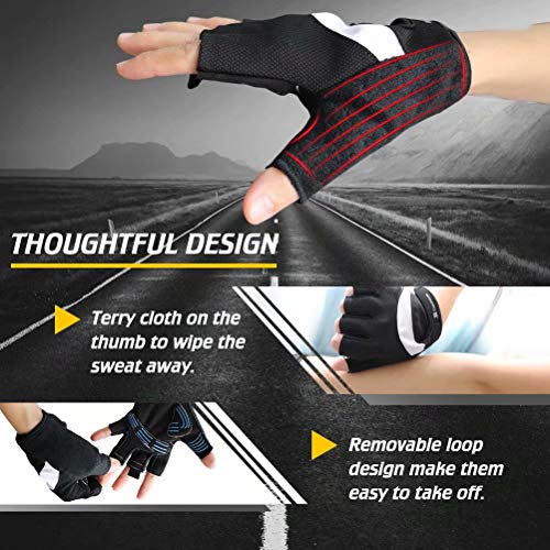 Cycling Gloves Half Finger Men Women Bike Bicycle Gloves Shock-Absorbing Gel Pad Anti-Slip Breathable Mountain Road Riding Gloves - Thumbnail 2