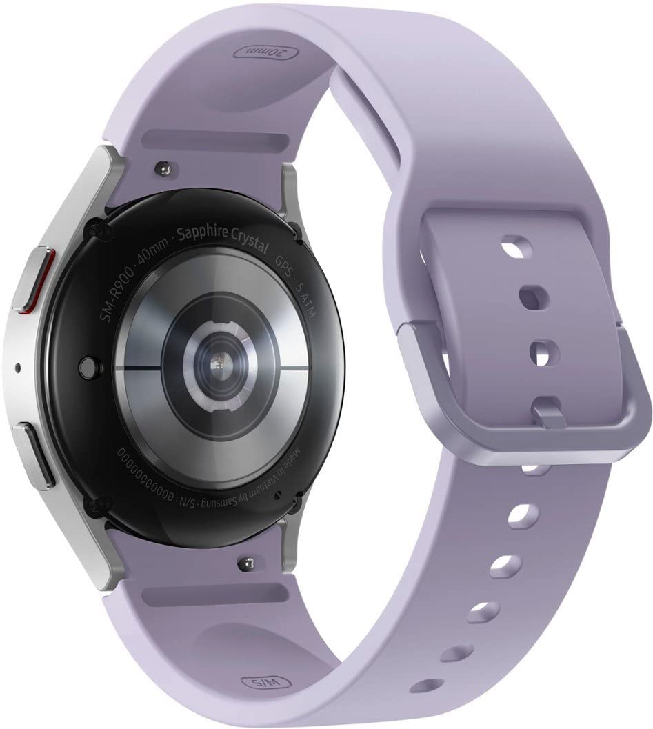 SAMSUNG Galaxy Watch 5 40mm Bluetooth Smartwatch w/Body, Health, Fitness and Sleep Tracker, Sapphire Crystal Glass, Enhanced GPS Tracking, US Version, Silver Bezel w/Purple Band (Renewed)