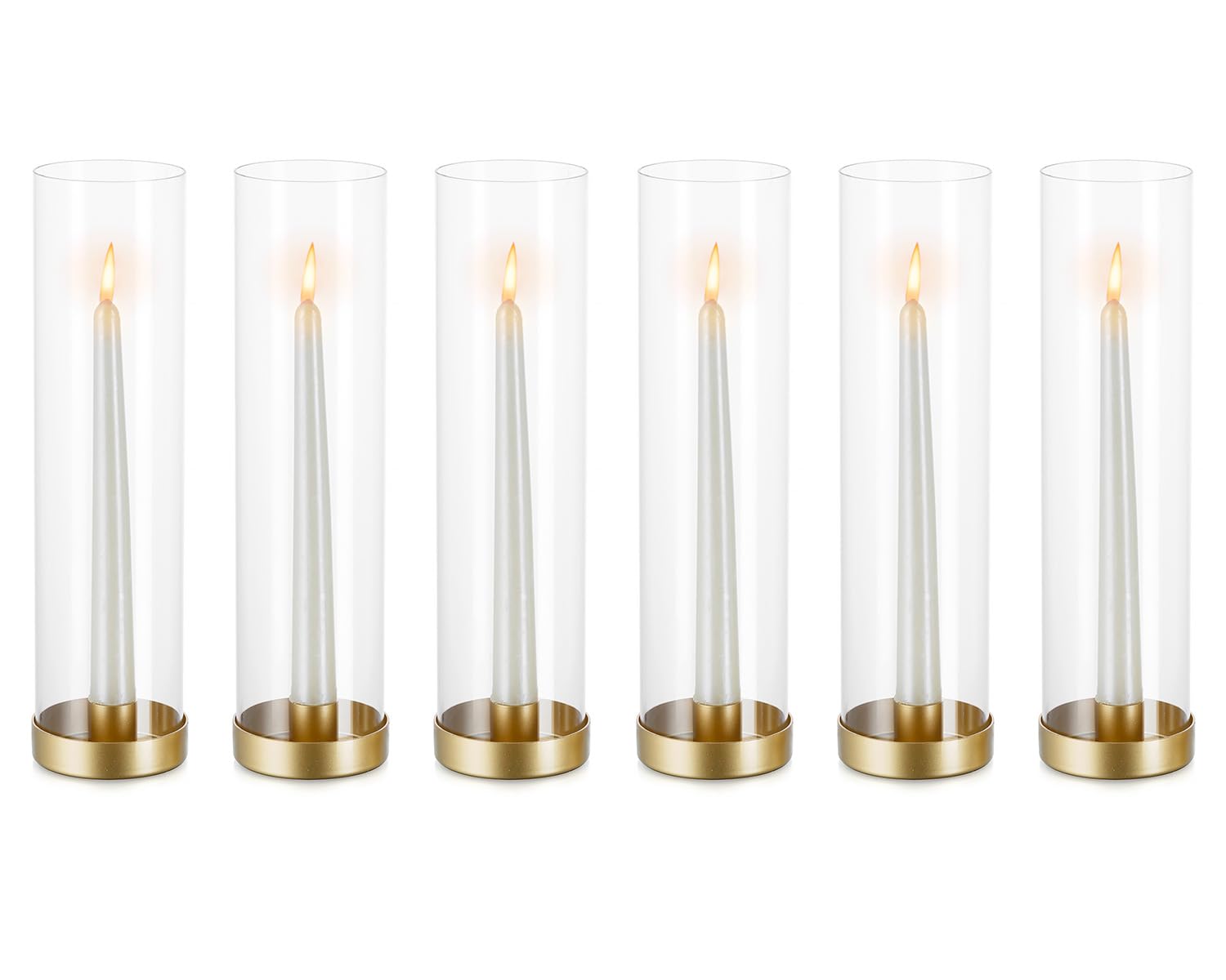 NUPTIO Hurricane Glass Candle Holders: 6 Pcs Gold Metal Taper ...