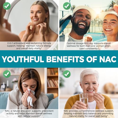 NAC Supplement 600mg with NAD+, N-Acetyl Cysteine with Coconut Oil for Potent Antioxidant, Immune System, Energy Level, Overall Vitality, Liver Health & Balance Support|300 Softgels