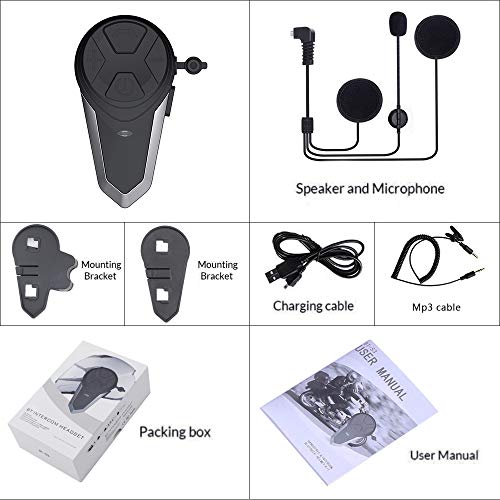Motorcycle Bluetooth Headset with FM Radio, 1000m Helmet Bluetooth Communication Systems With Noise Cancellation Ski Helmet Headphones Bluetooth Intercom Walkie-Talkie for Snowmobile,Up to 3 Riders - Thumbnail 2