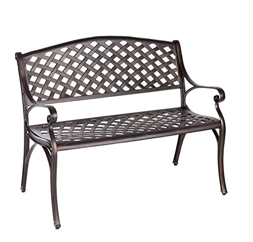 Patioflare PF-BB263 Die Cast Aluminum Bench, Antique Bronze Finish