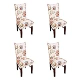 Argstar 4 Pack Chair Covers for Dining Room Spendex Slipcovers Spring Flower Design