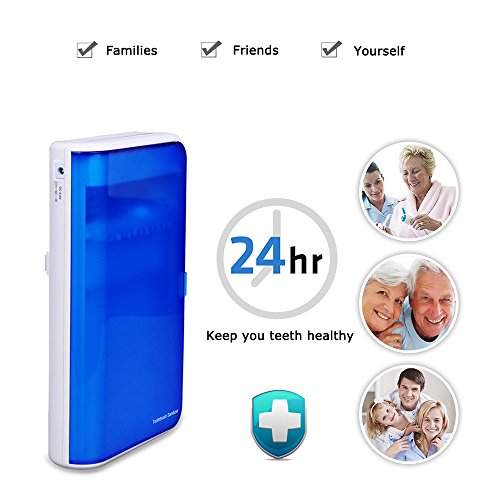 DEWEL Toothbrush Sterilizers UV Sanitizer Wall Mounted Toothbrush Holder with UV Light Toothbrush Cleaner Container with Toothpaste Holder and AC Adapter - Thumbnail 4