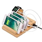 Apple Watch Stand Bamboo Charging Station for Multiple Devices, Yome Wood Docking Station Organizer Stand with 3 USB Ports, Holder Cradle for iWatch & iPhone X, 8, 7, 6s & Tablet & iPad